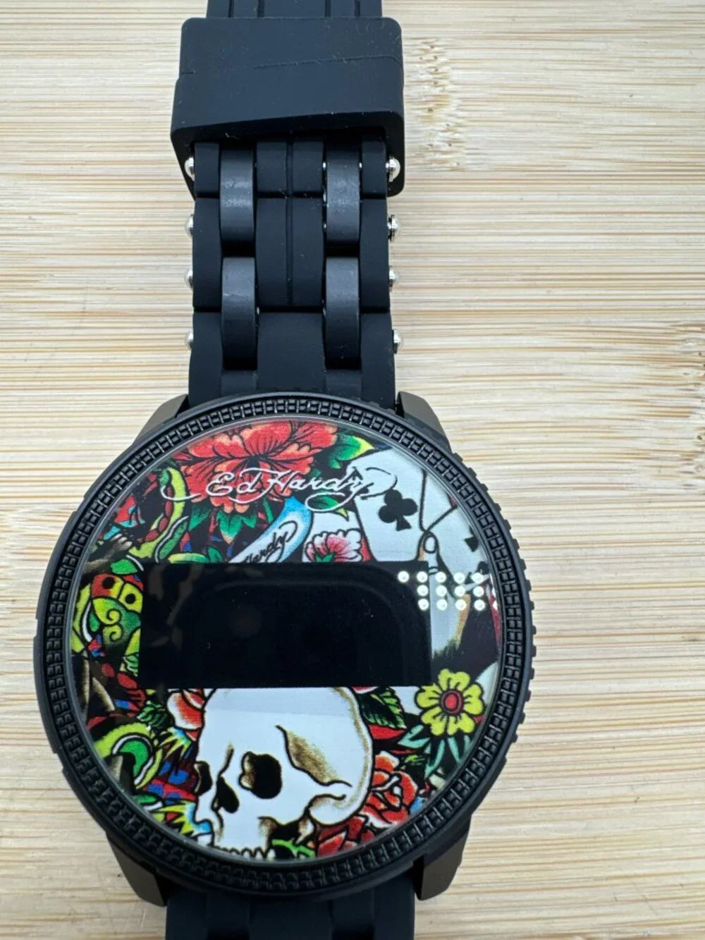 Ed Hardy Ed Hardy Skull Men's Quartz Movement Black Printed Digital Watch